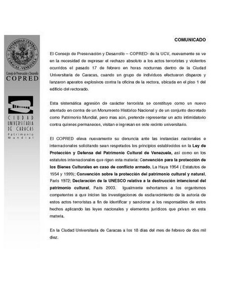 Comunicado UCV